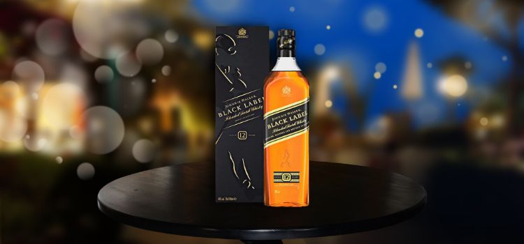 Johnnie Black Label on table with box