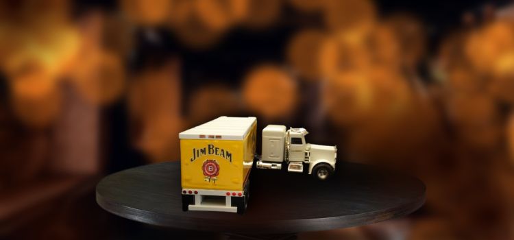 Jim Beam Gold Semi 18-wheeler on desk