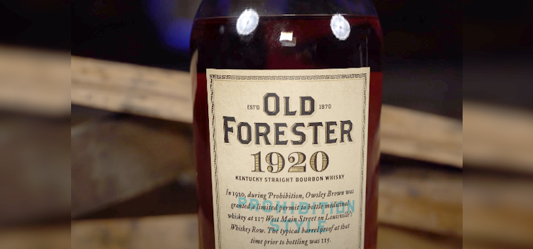 Close up shot of Old Forester 1920 Bottle