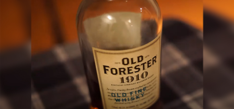 close up shot of old forester 1910 bottle