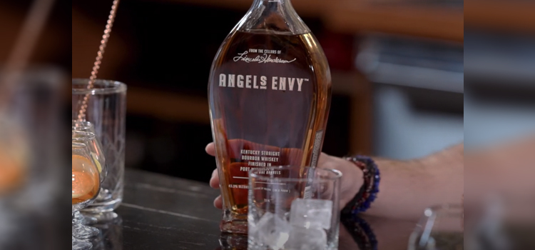 Angel’s Envy Kentucky Straight Bourbon  Bottle and glass with ice