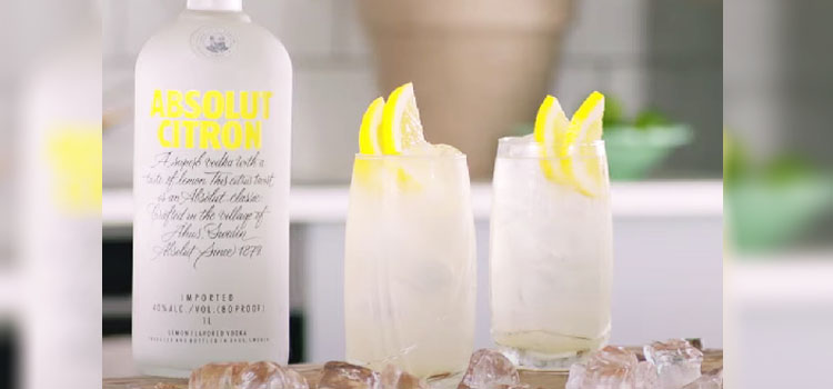 absoulut citron vodka and a Glasses of cocktail drink