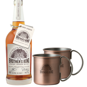 Brother's Bond Straight Bourbon Whiskey with Brother's Bond Vintage Copper Mugs