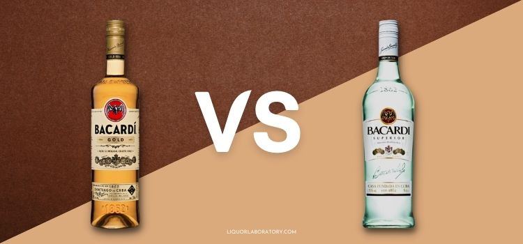 Bacardi Gold vs Superior rum bottles